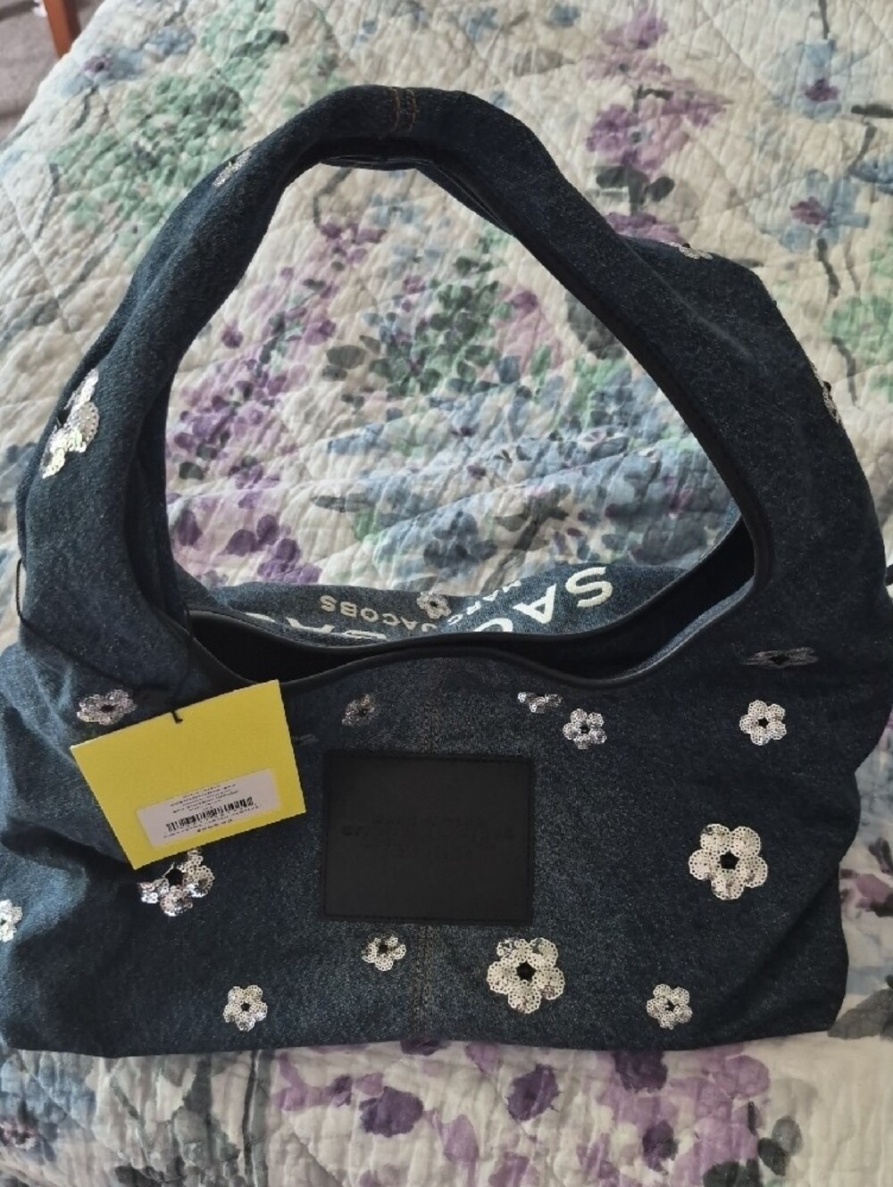 Marc Jacobs Denim Floral Sequin Hobo in Blue - Picture 2 of 7